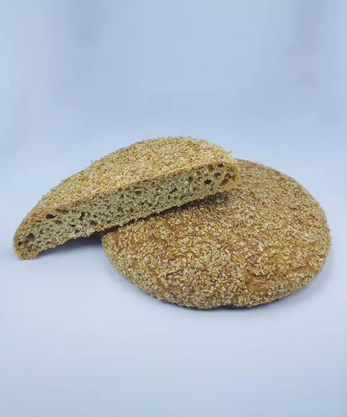 Artisanal whole-wheat and barley sourdough loaves